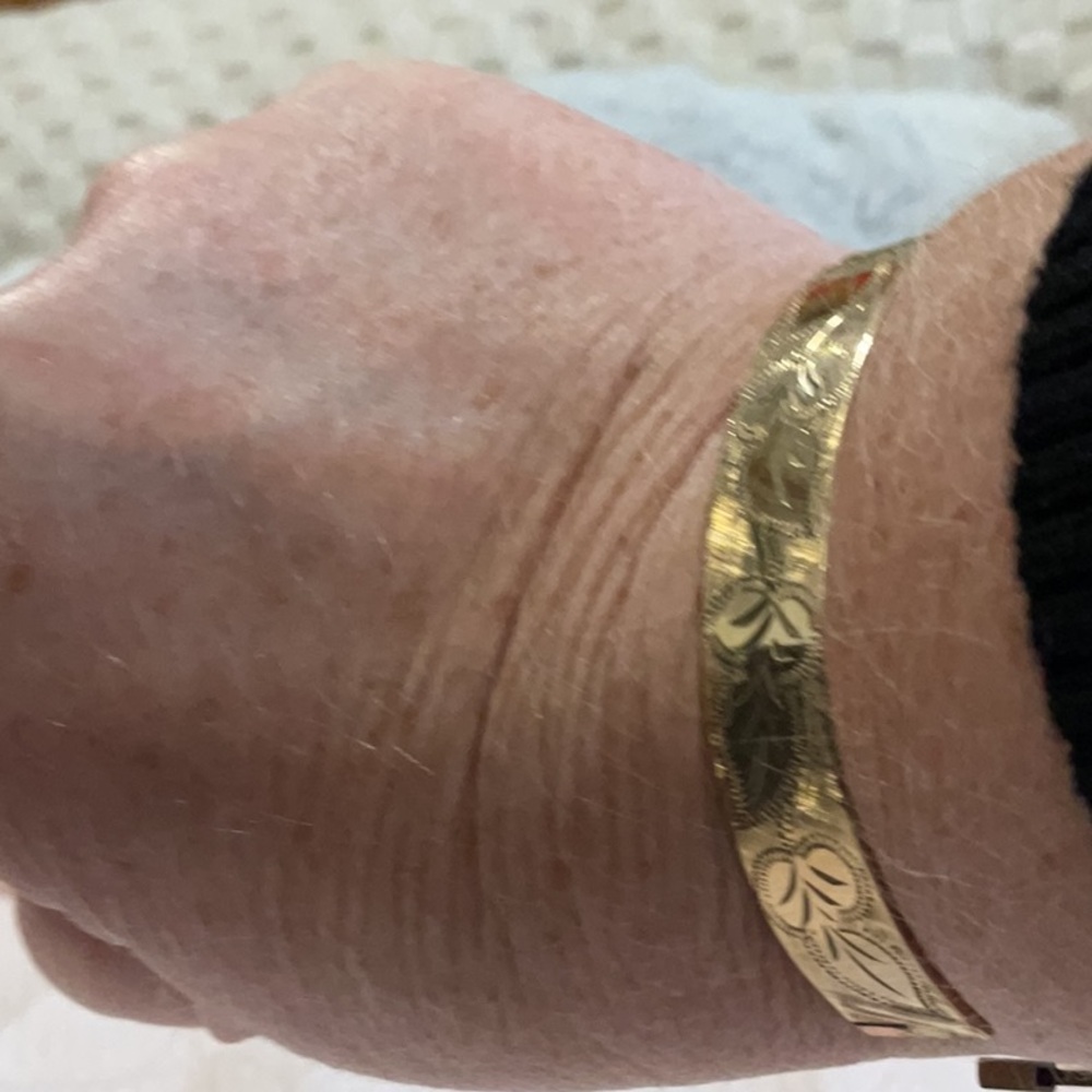 Gold Floral Engraved Bracelet